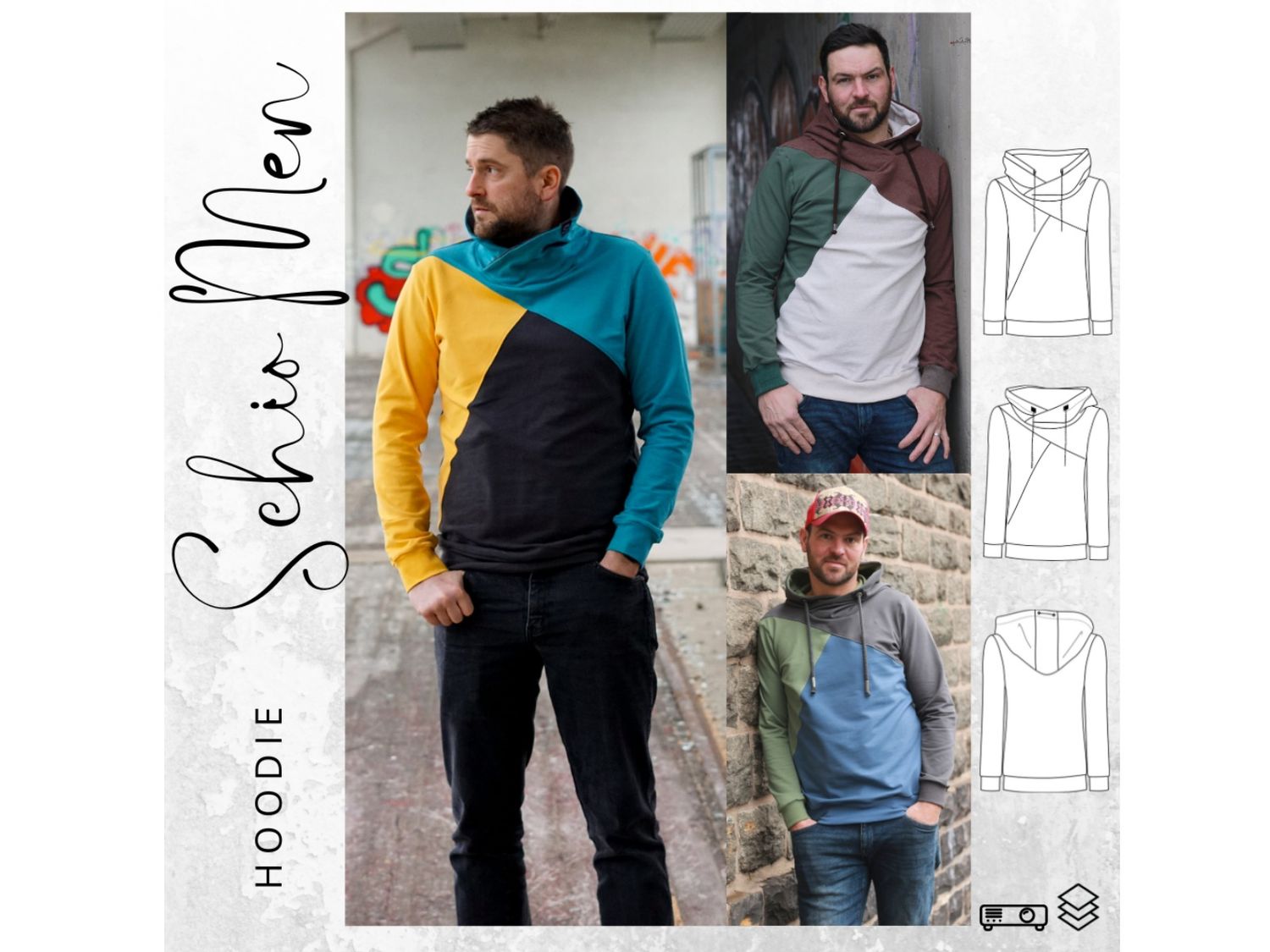 Schnittmuster  Hoodie SCHIO MEN Gr. XS-XXXL