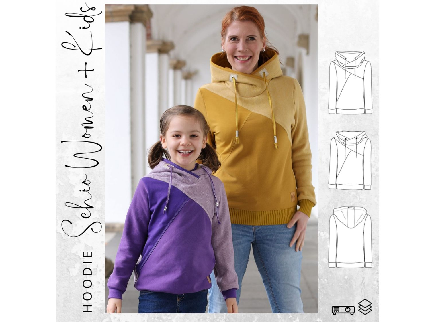 Kombi Ebook Hoodie SCHIO WOMEN Gr. XS-XXXL &amp; KIDS 74/80 - 146/152