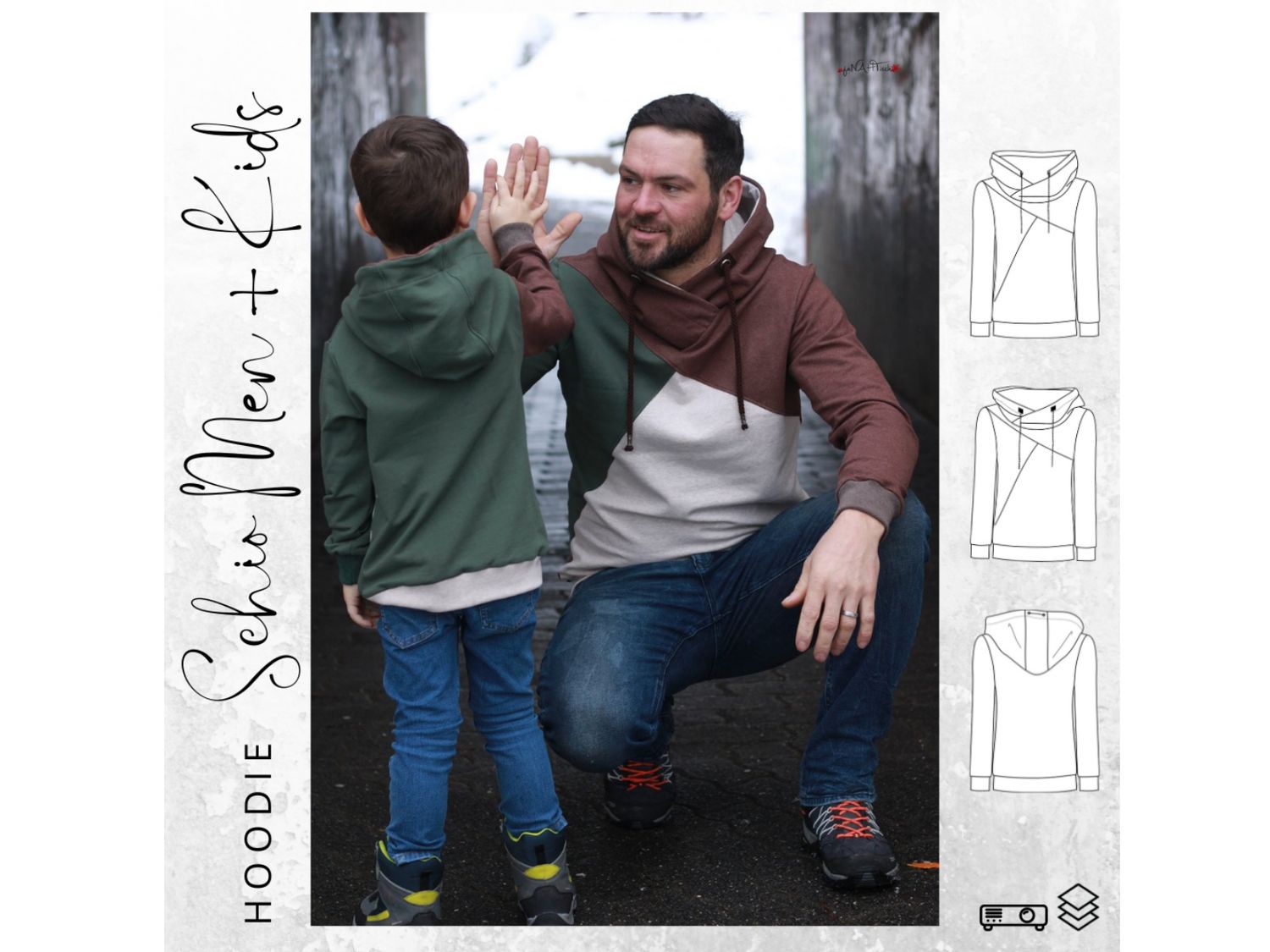 Kombi Ebook Hoodie SCHIO MEN Gr. XS-XXXL &amp; KIDS 74/80 - 146/152
