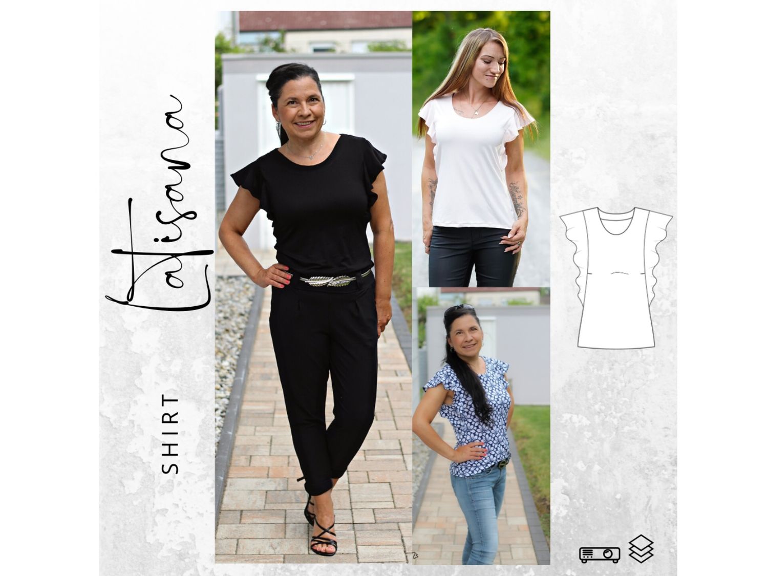 Schnittmuster  Volant-Shirt LATISANA  Gr. 34-54 + Add on