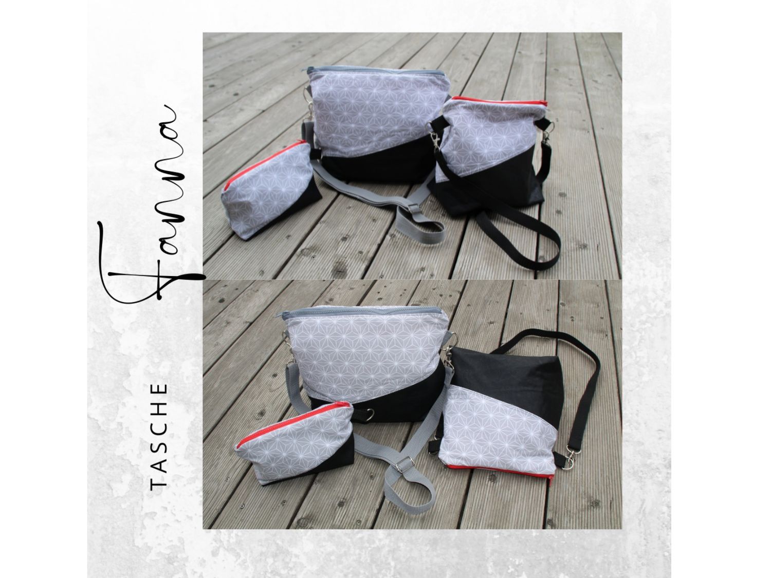 Schnittmuster  Tasche FANNA -  2 Verschiedene Taschengrößen + Kosmetiktasche