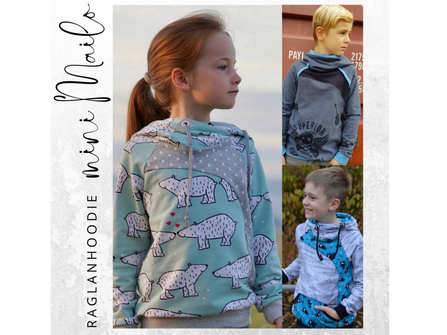 Schnittmuster  Raglanhoodie  mini MAILO 86/92- 158/164