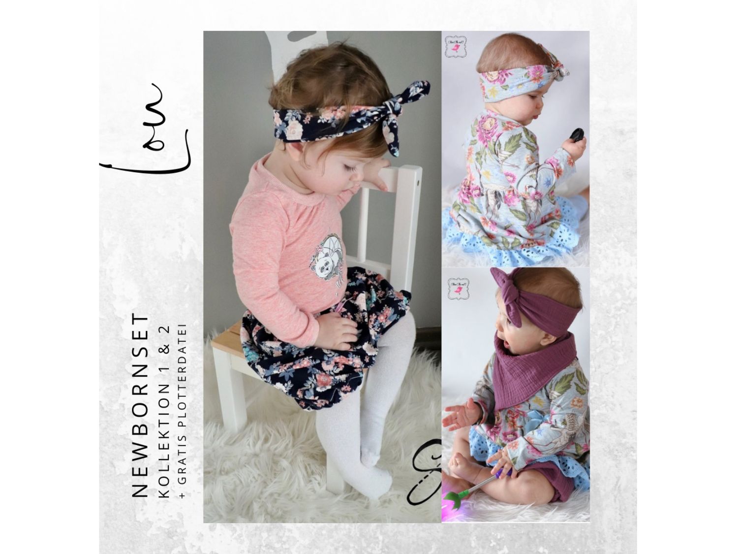 Newborn LOU SET Kollektion 1+ Kollektion 2 Gr. 50-92 + gratis Plott-Datei
