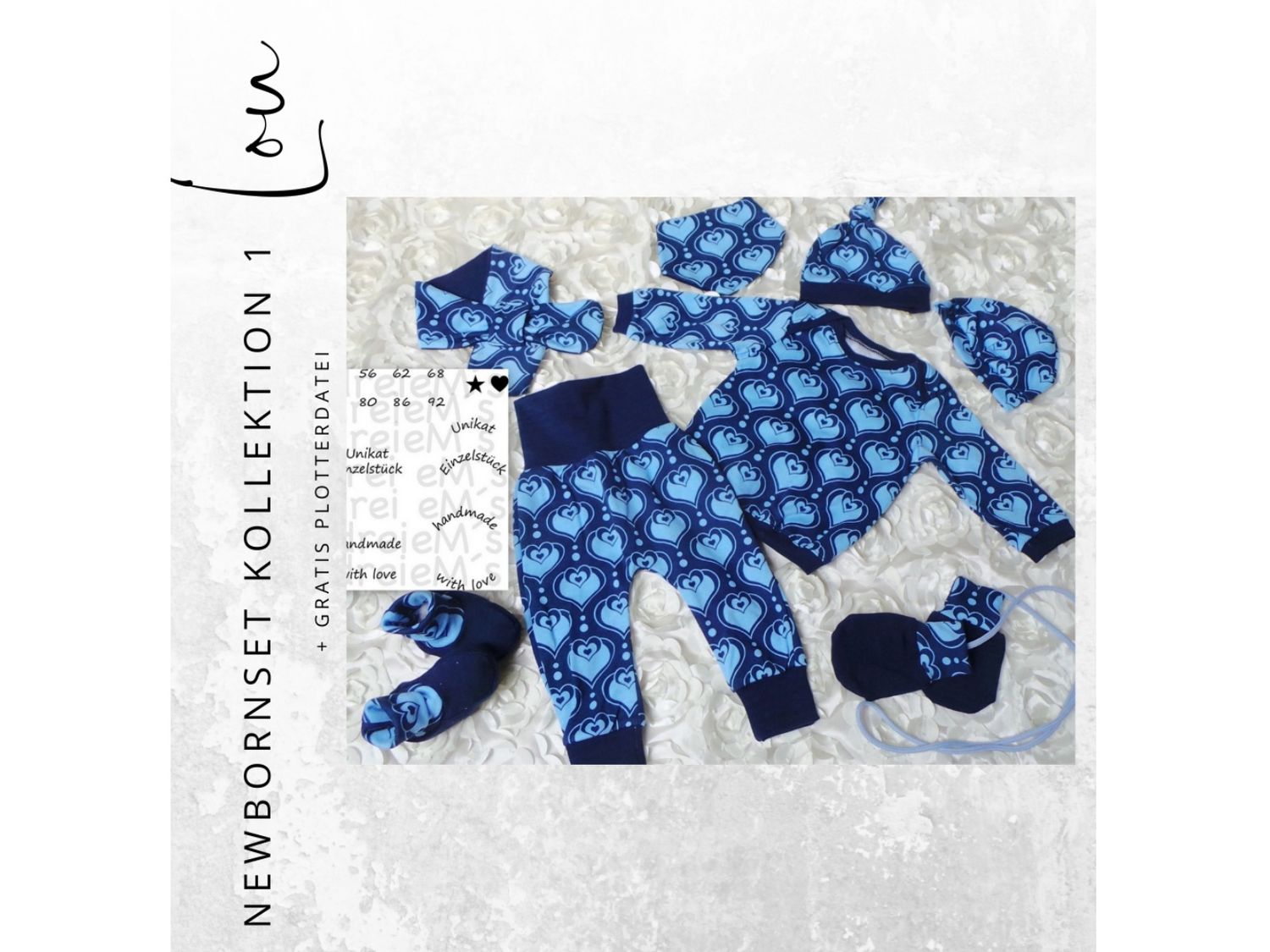 Newborn-Set LOU komplett Kollektion 1 Gr. 50-92 icl. gratis Plottdatei