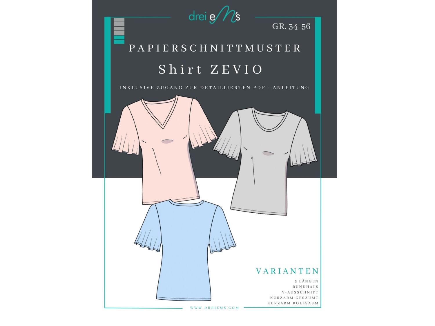 Papierschnittmuster Shirt ZEVIO Gr. 34-56