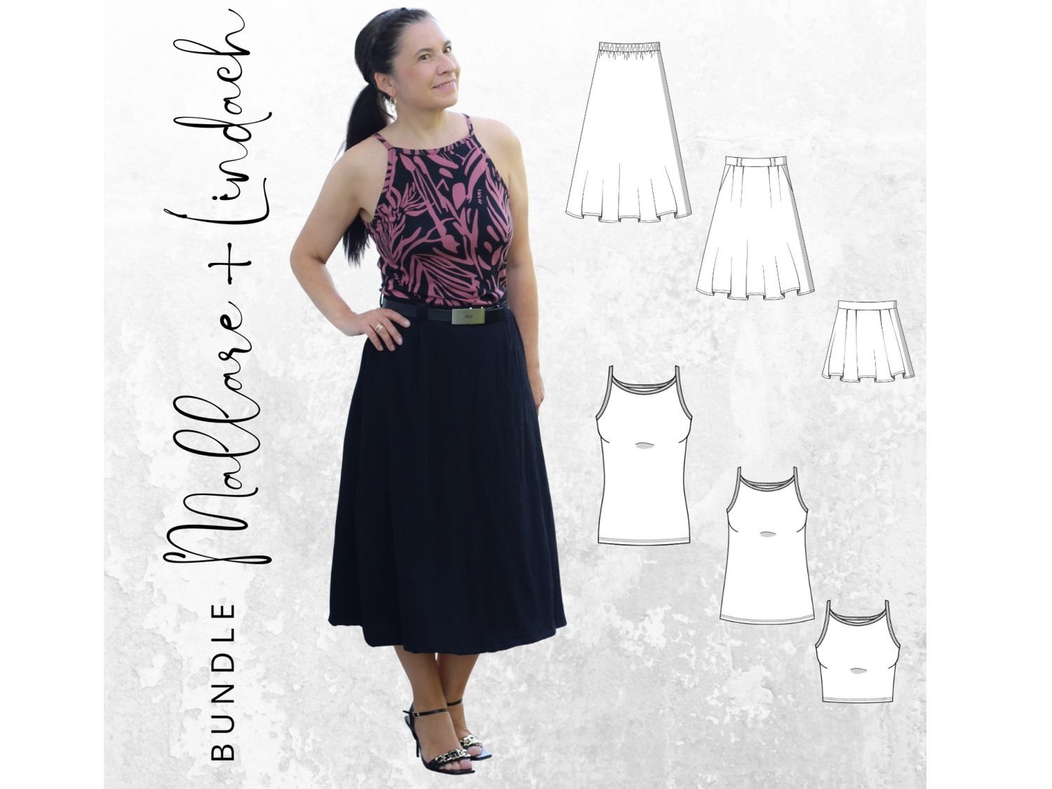 BUNDLE Schnittmuster PDF Ebook Rock MALLARE Gr. 32-56 + Top LINDACH Gr. 32-54