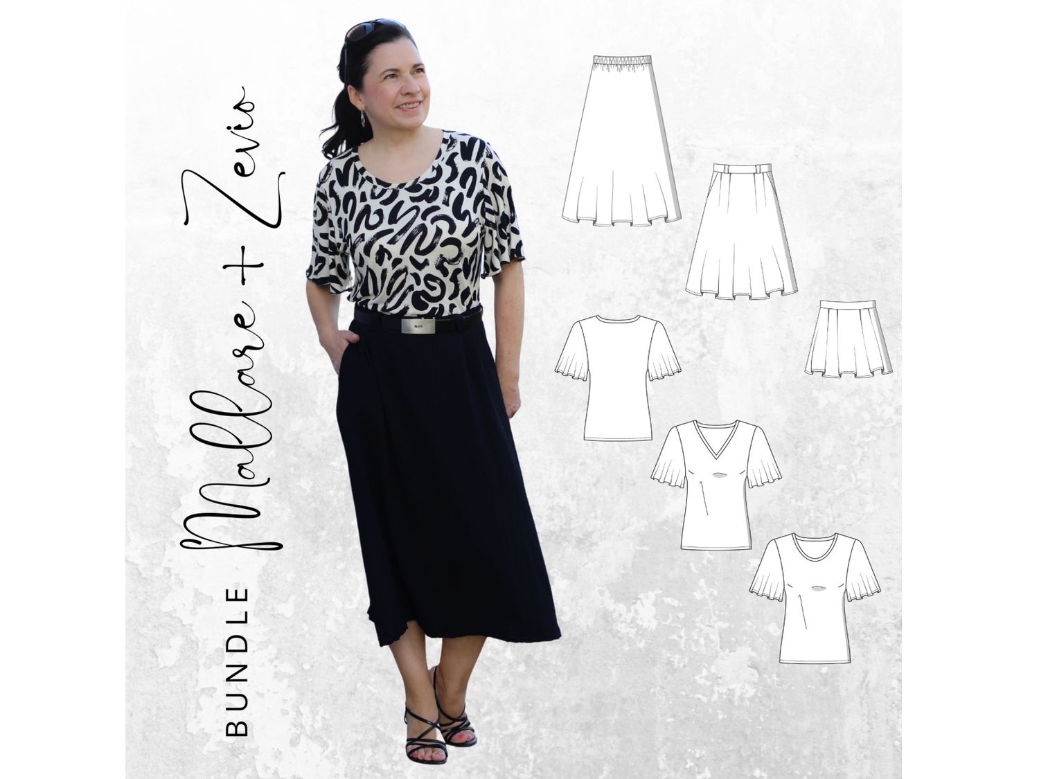 BUNDLE Schnittmuster PDF Ebook Rock MALLARE Gr. 32-56 + Shirt ZEVIO Gr. 34-56