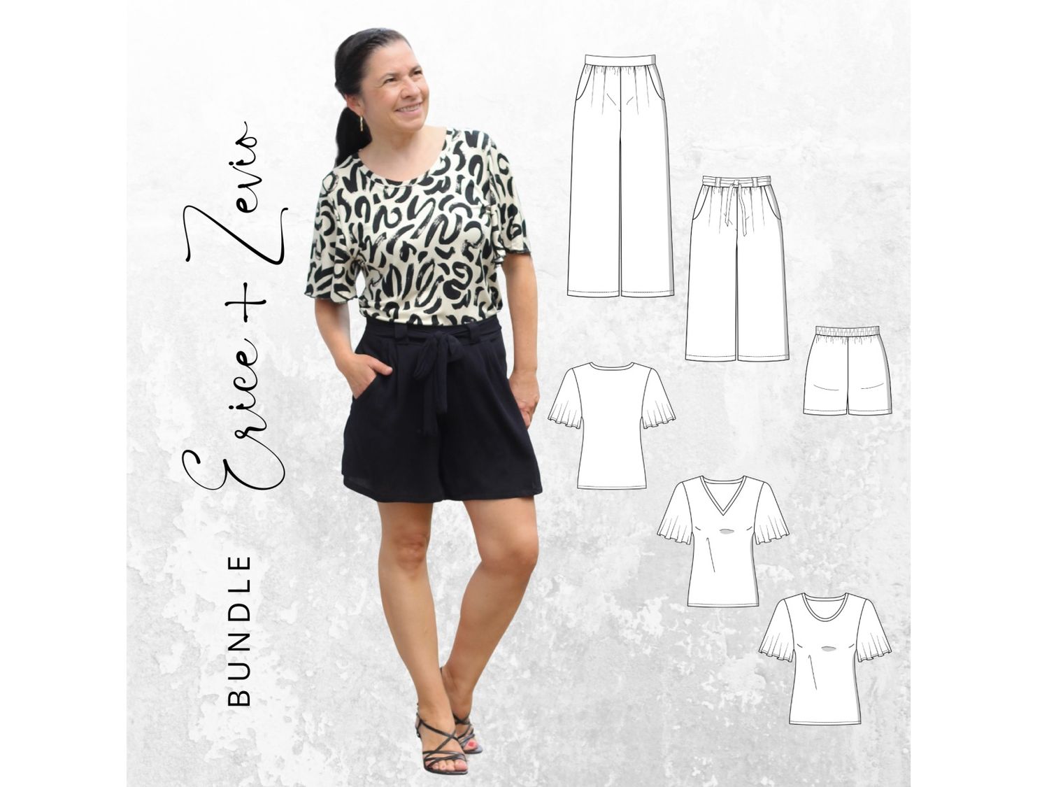 BUNDLE Schnittmuster PDF Ebook Shirt ZEVIO Gr. 34-56 + Hose ERICE Gr. 32-56