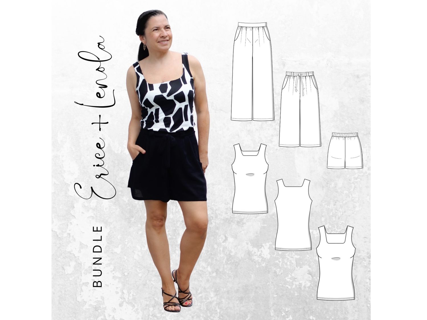 BUNDLE Schnittmuster PDF Ebook Top LENOLA Gr. 34-54 + Hose ERICE Gr. 32-56