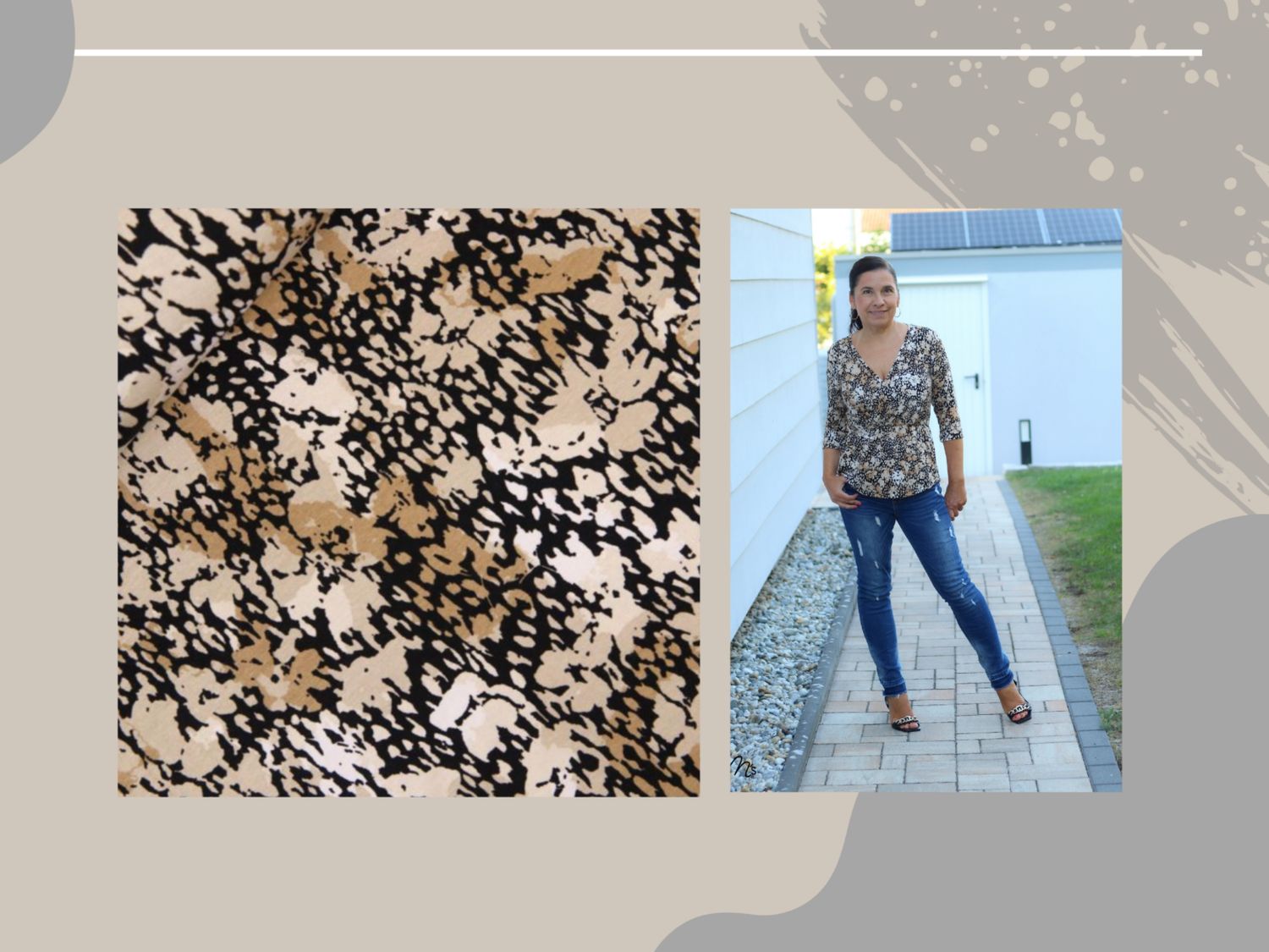Nähpaket Shirt/Tunika/ Kleid ARNARA beige, braun,schwarz animal + GRATIS Ebook Nähpaket Shirt/Tunika/ Kleid ARNARA beige, braun,schwarz animal + GRATIS Ebook