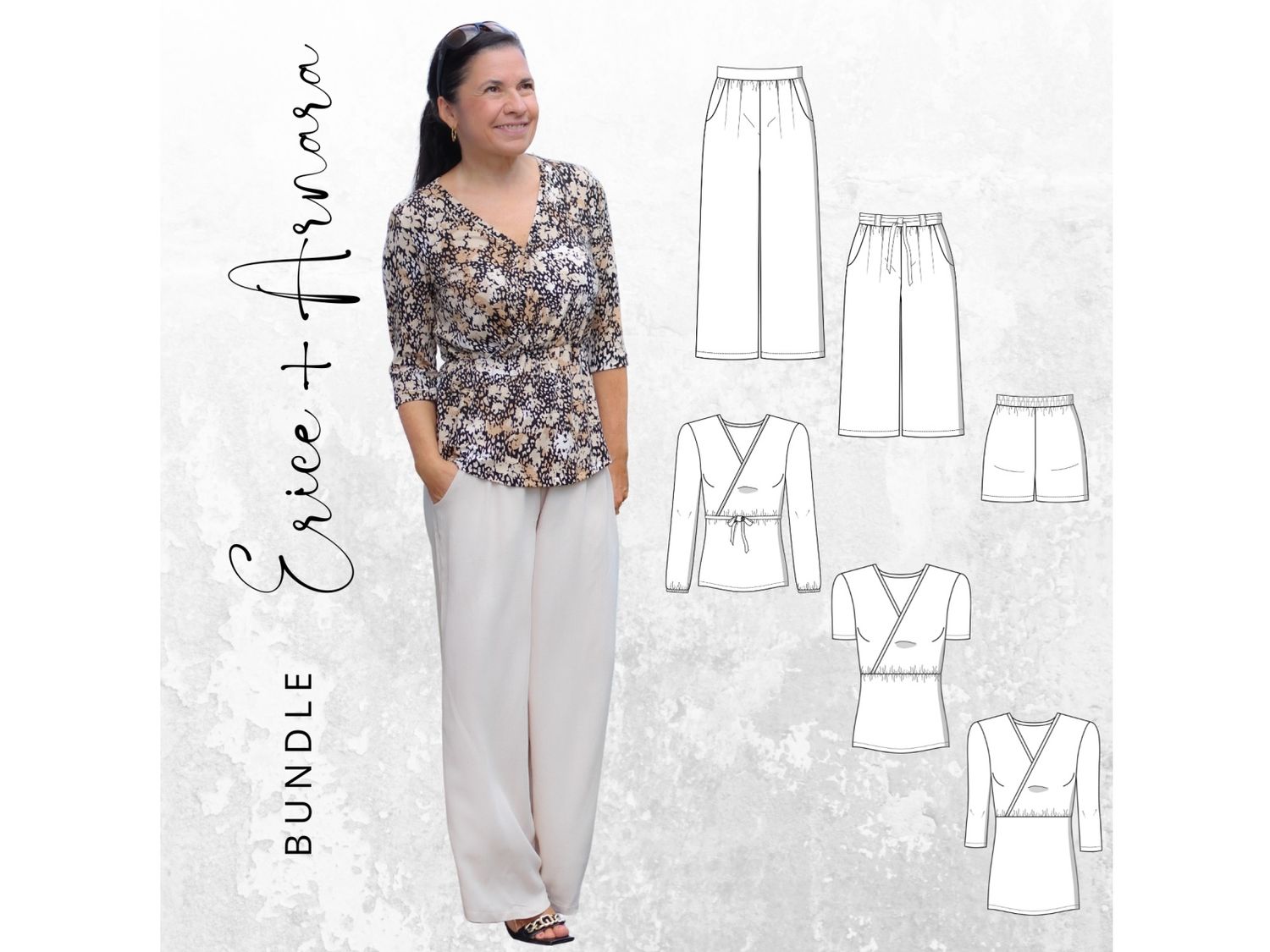 BUNDLE Schnittmuster PDF Ebook Shirt ARNARA Gr. 34-54 + Hose ERICE Gr. 32-56