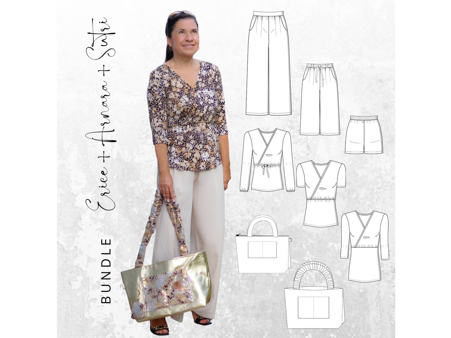 BUNDLE Schnittmuster PDF Ebook Shirt ARNARA Gr. 34-54 + Hose ERICE Gr. 32-56+ Shopper SUTRI