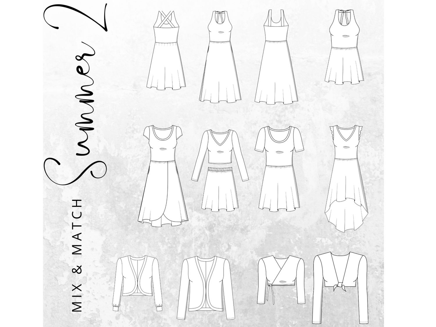 MIX &amp; MATCH  Schnittmuster PDF Ebook Kleid ANZING + Kleid HOLLFELD + Cardigan MANAROLA + Cardigan AURACH