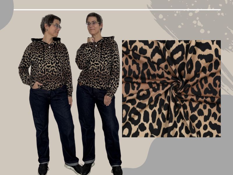 NÄHPAKET Hoodie MELFI oder GONI  French Terry Leo Verlauf Regenbogen braun