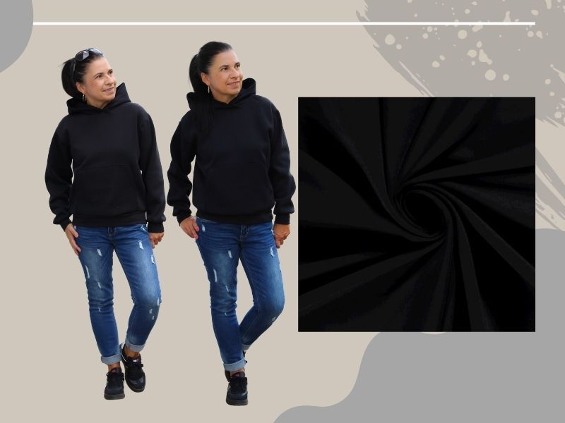 NÄHPAKET Hoodie MELFI oder GONI schwarz French Terry