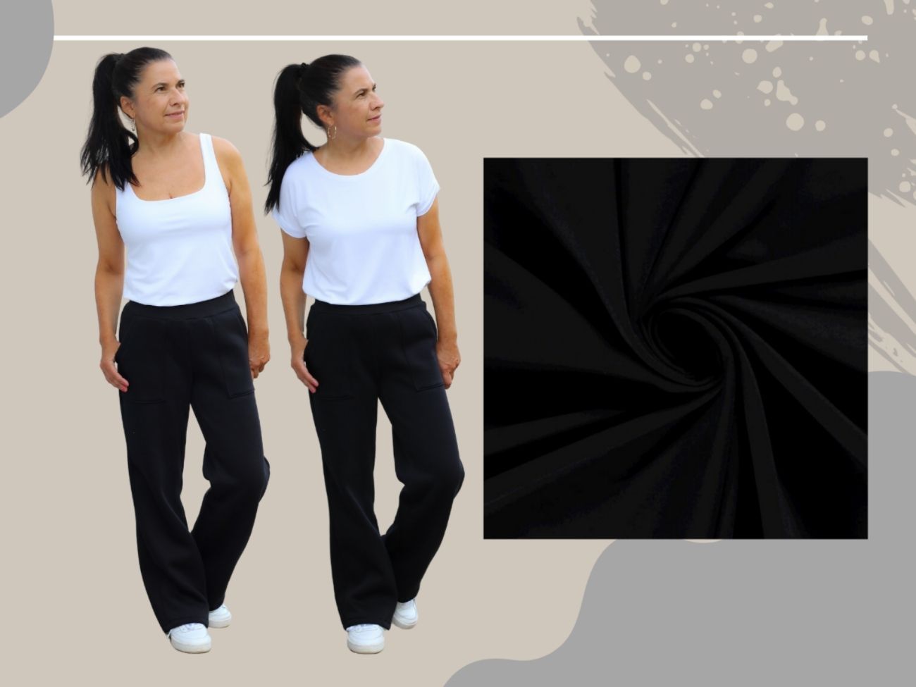 NÄHPAKET Hose ISERNIA oder Hose MOENA schwarz Sweat angeraut