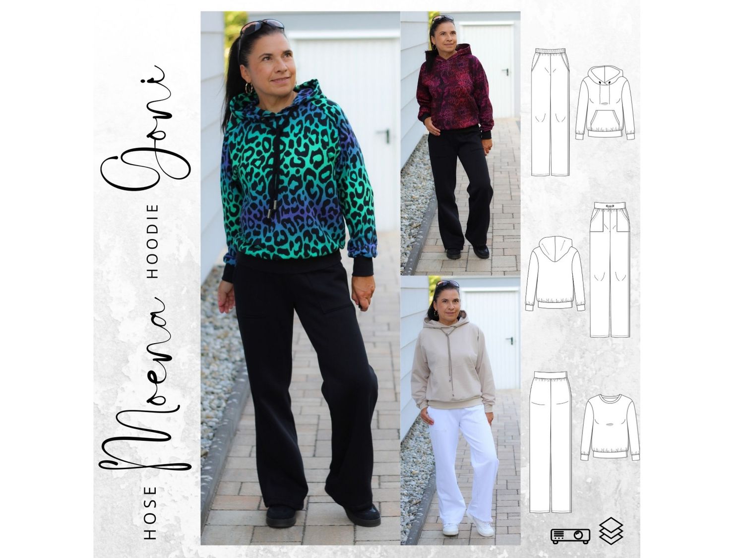 Bundle Hose MOENA + Raglanhoodie GONI Gr. 32-56 Schnittmuster PDF Ebook