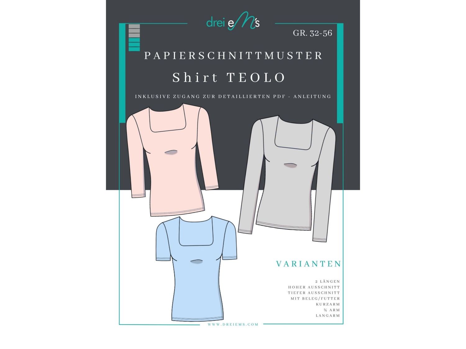 Papierschnittmuster  Shirt TEOLO  Gr. 32-56