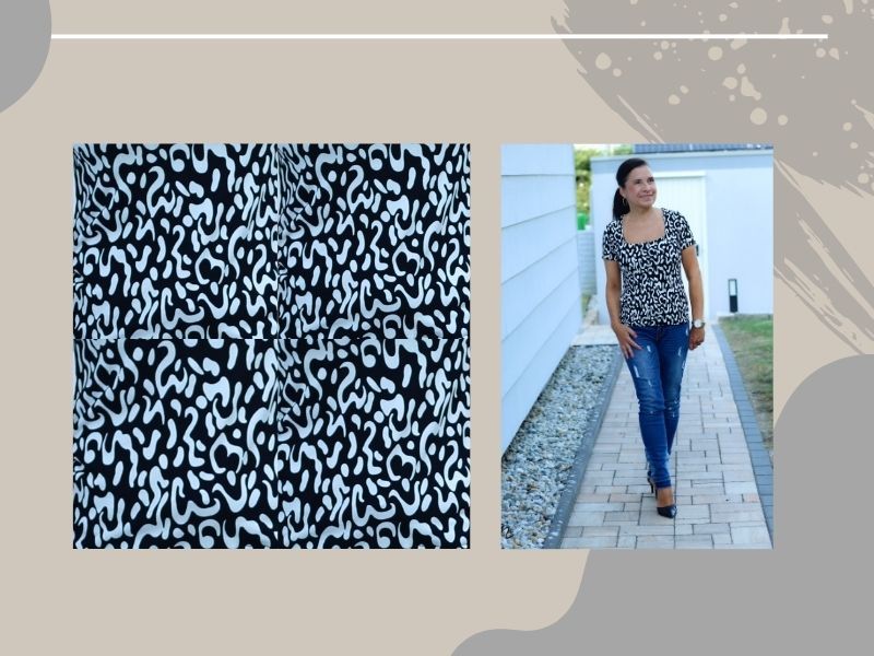 NÄHPAKET Shirt TEOLO Viskosejersey schwarz/weiß