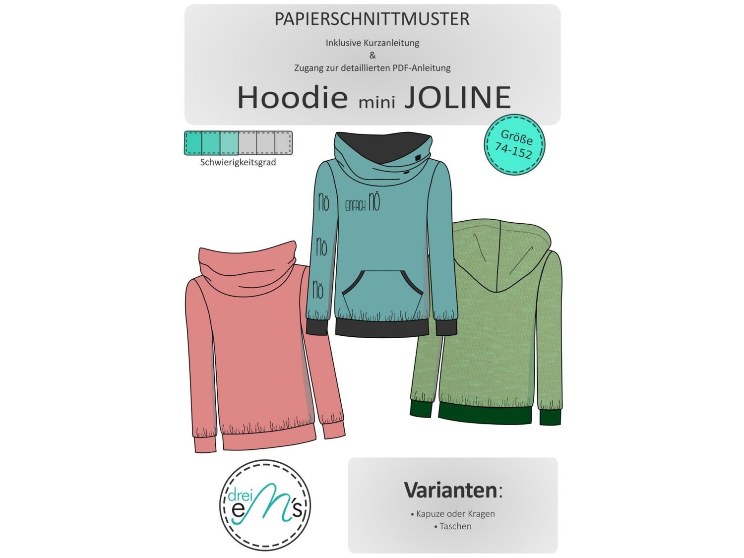Papierschnittmuster  Hoodie mini JOLINE