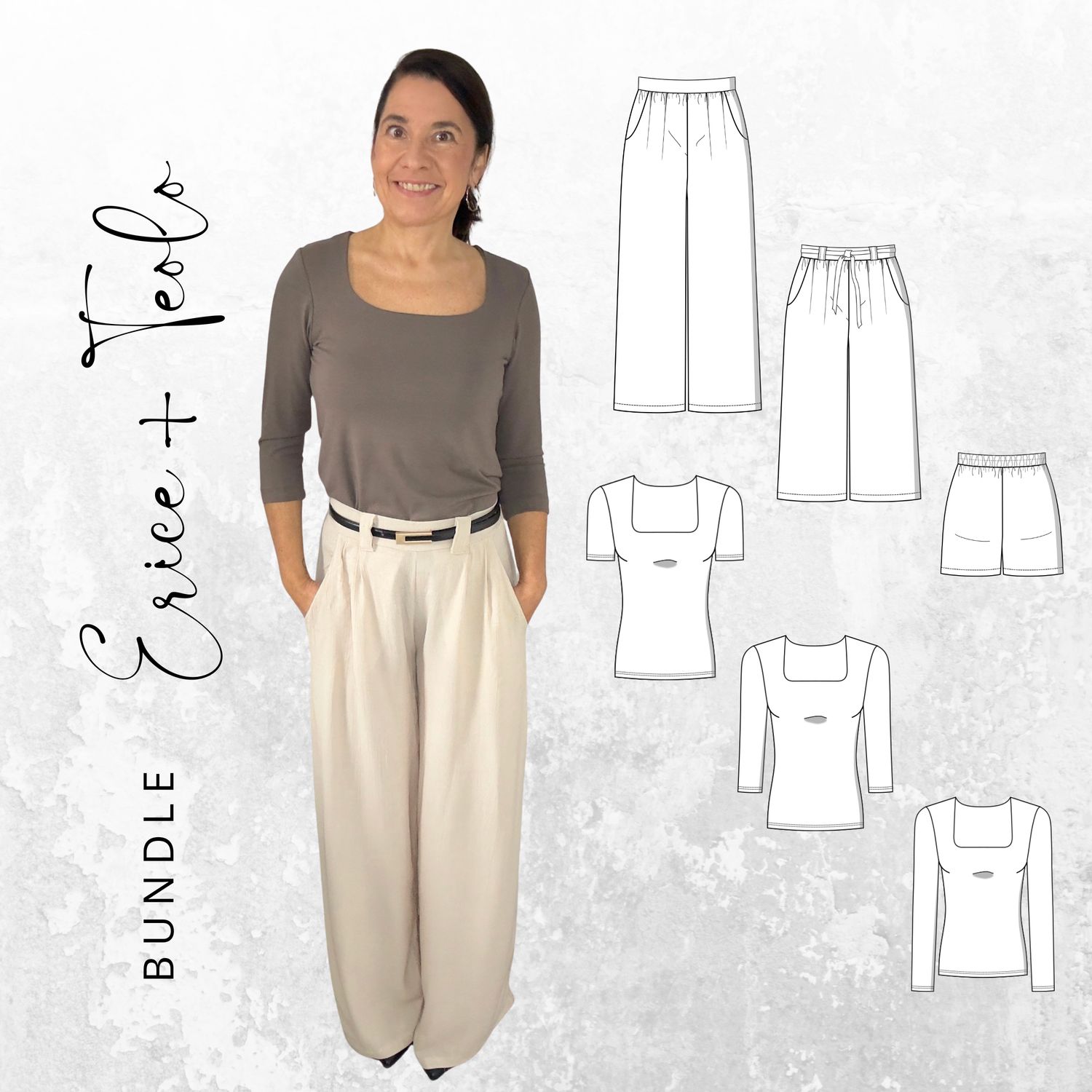 BUNDLE Schnittmuster PDF Ebook Shirt TEOLO Gr. 32-56 + Hose ERICE Gr. 32-56