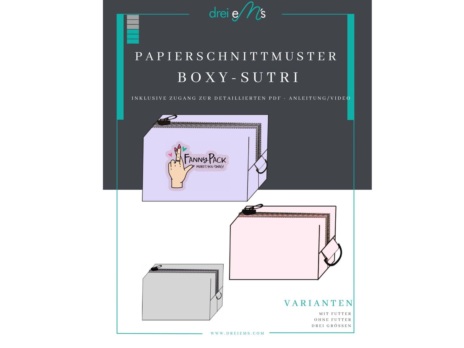 Papierschnittmuster 3er Set Boxy SUTRI