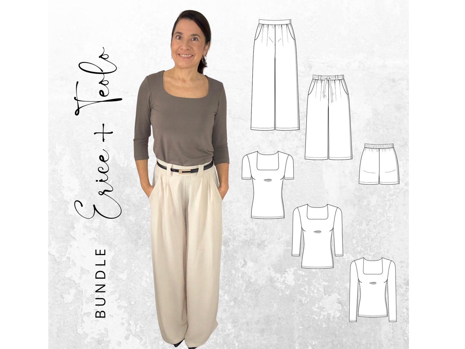 BUNDLE Schnittmuster PDF Ebook Shirt TEOLO Gr. 32-56 + Hose ERICE Gr. 32-56