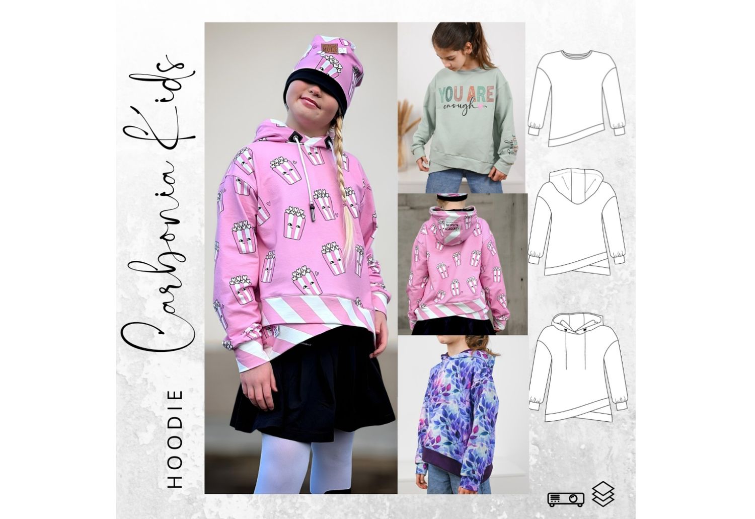 Schnittmuster  Ebook Hoodie CARBONIA  Kids Gr. 74-152