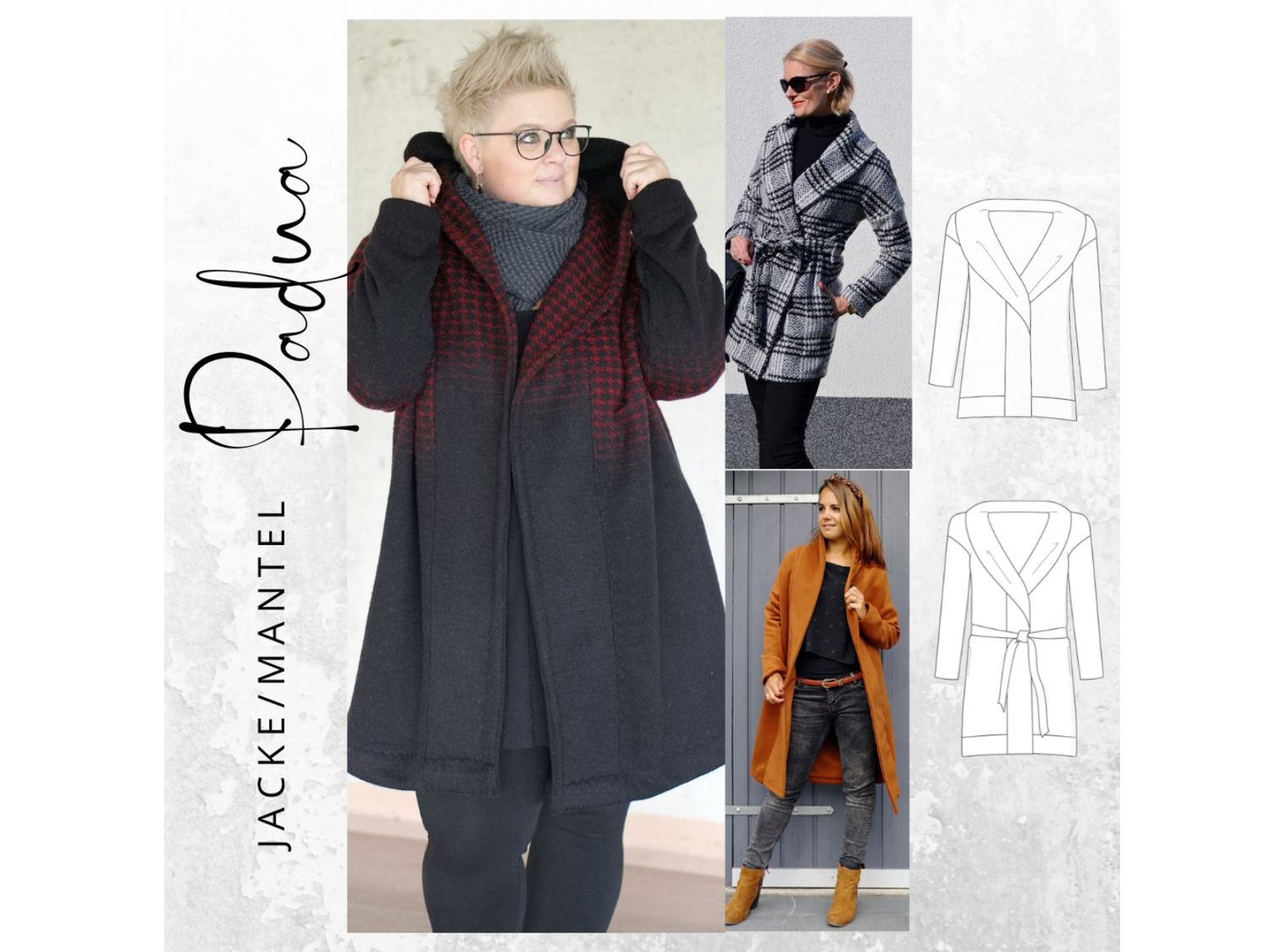 Schnittmuster  Mantel/Jacke PADUA  XS-XXL A4+ Großformatdatei