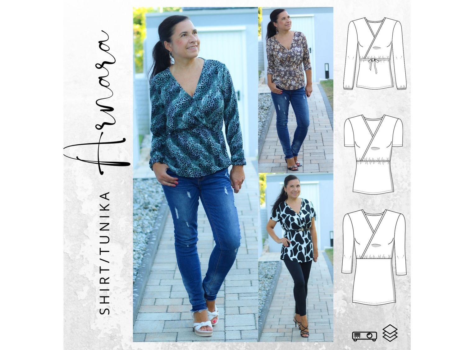 Schnittmuster PDF Ebook Shirt/Tunika  ARNARA Gr. 34-54