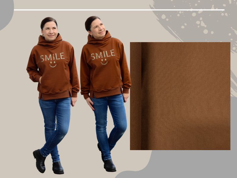 NÄHPAKET Hoodie NEVIANO  French Terry Coffee-braun