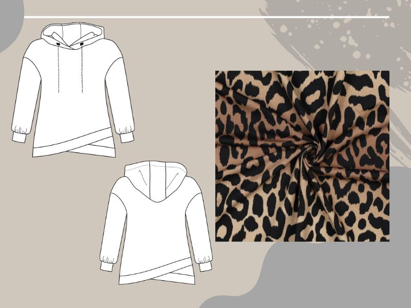 NÄHPAKET Hoodie CARBONIA Kids  French Terry Leo Verlauf Regenbogen braun