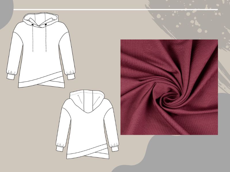 NÄHPAKET Hoodie CARBONIA Kids  French Terry aubergine