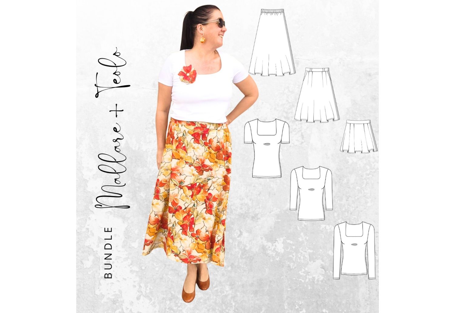 BUNDLE Schnittmuster PDF Ebook Rock MALLARE Gr. 32-56 + Shirt TEOLO Gr. 32-56