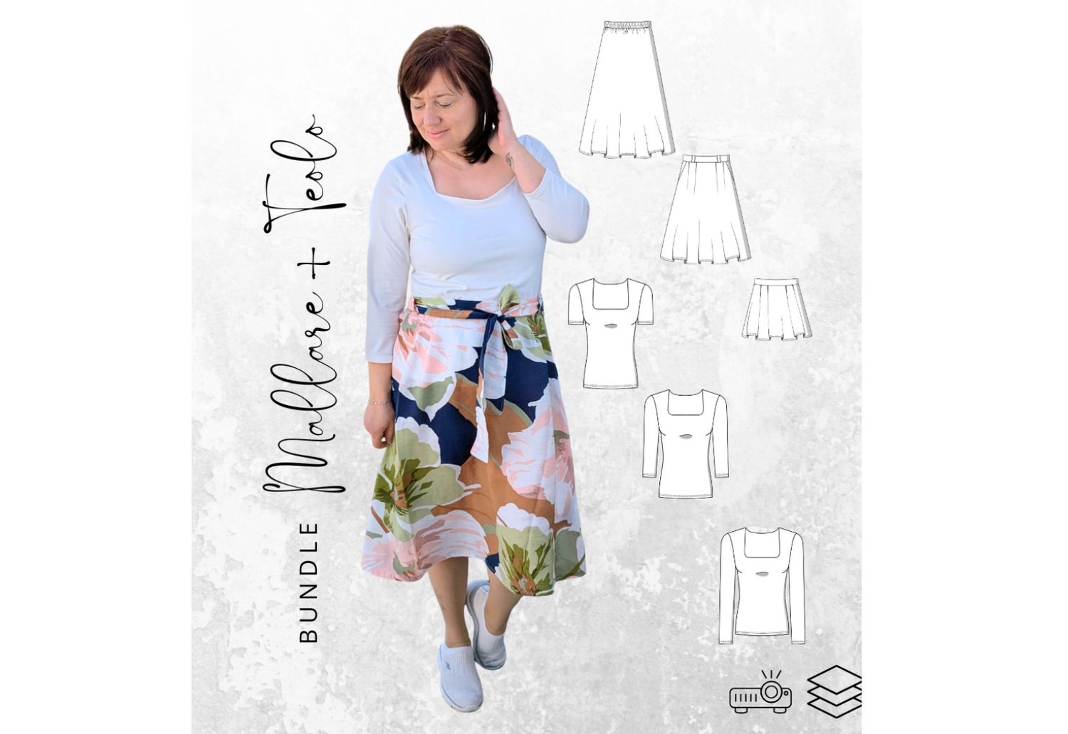 BUNDLE Schnittmuster PDF Ebook Rock MALLARE Gr. 32-56 + Shirt TEOLO Gr. 32-56