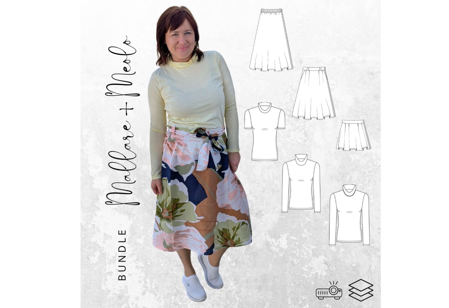 BUNDLE Rock MALLARE  Gr. 32-56  + Rolli MEOLO Gr. 32-56 Schnittmuster PDF Ebook