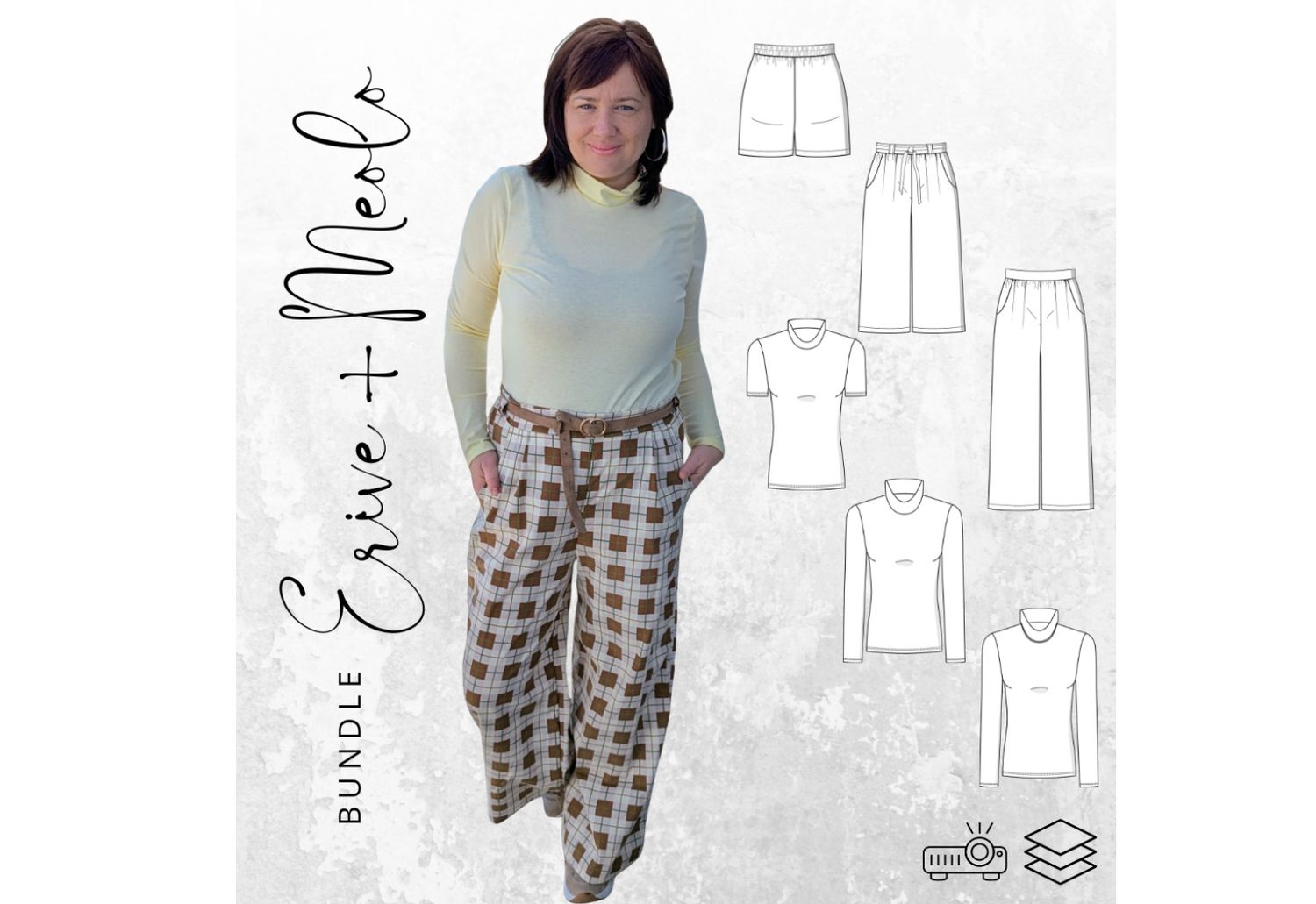 BUNDLE Hose ERICE  Gr. 32-56  + Rolli MEOLO Gr. 32-56 Schnittmuster PDF Ebook