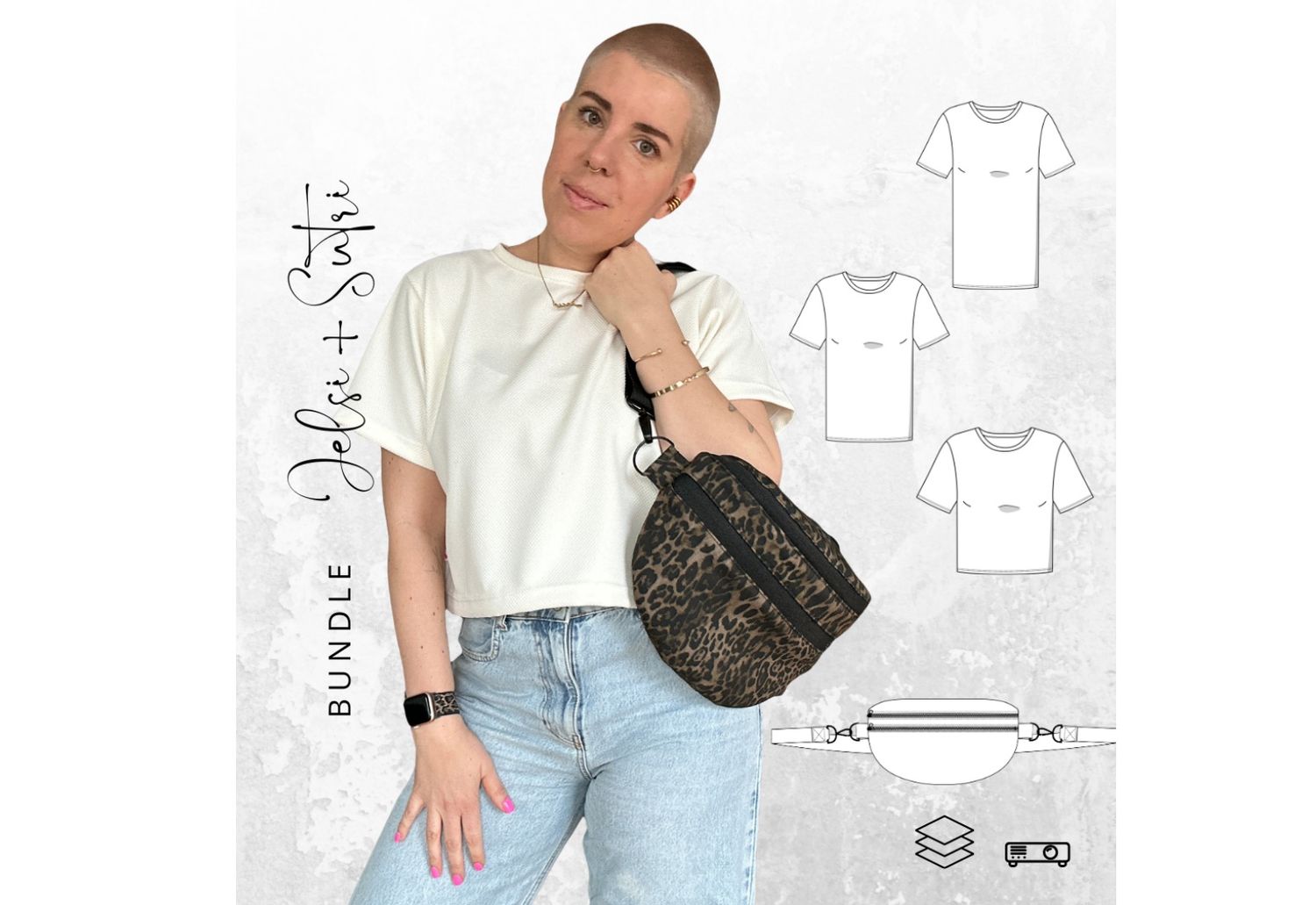 BUNDLE Schnittmuster PDF Ebook Shirt JELSI Gr. 34-54 + FunnyPack SUTRI