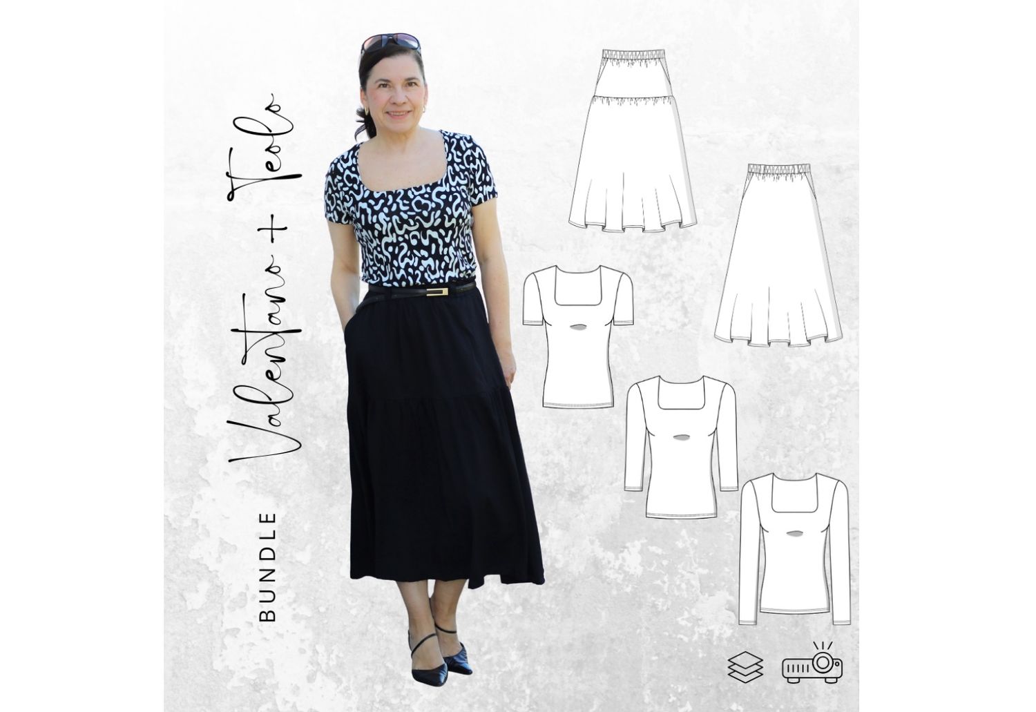 BUNDLE - Schnittmuster Ebook Rock  VALENTANO Gr. 34-54 + Shirt TEOLO Gr. 32-56