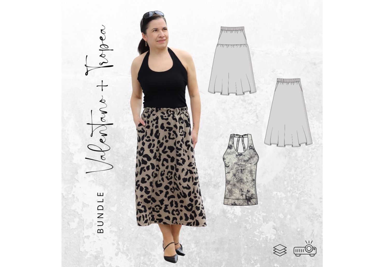 BUNDLE - Schnittmuster Ebook Rock  VALENTANO Gr. 34-54 + Neckholder TROPEA Gr. 32-48