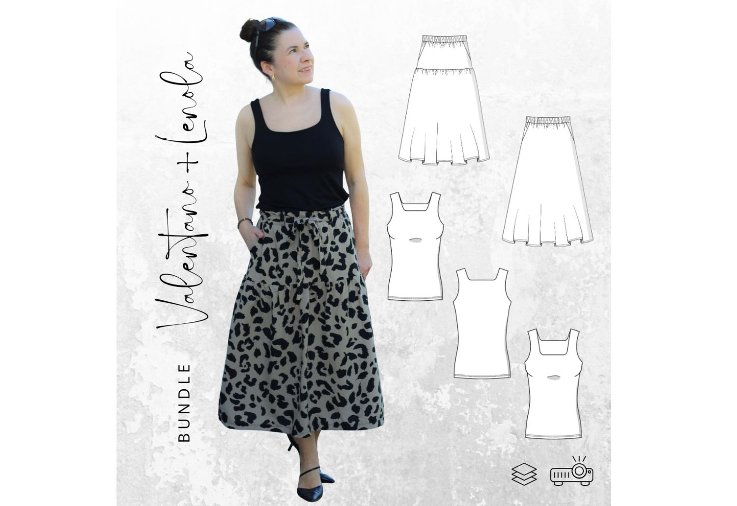 BUNDLE - Schnittmuster Ebook Rock  VALENTANO Gr. 34-54 + Top LENOLA Gr. 34-54
