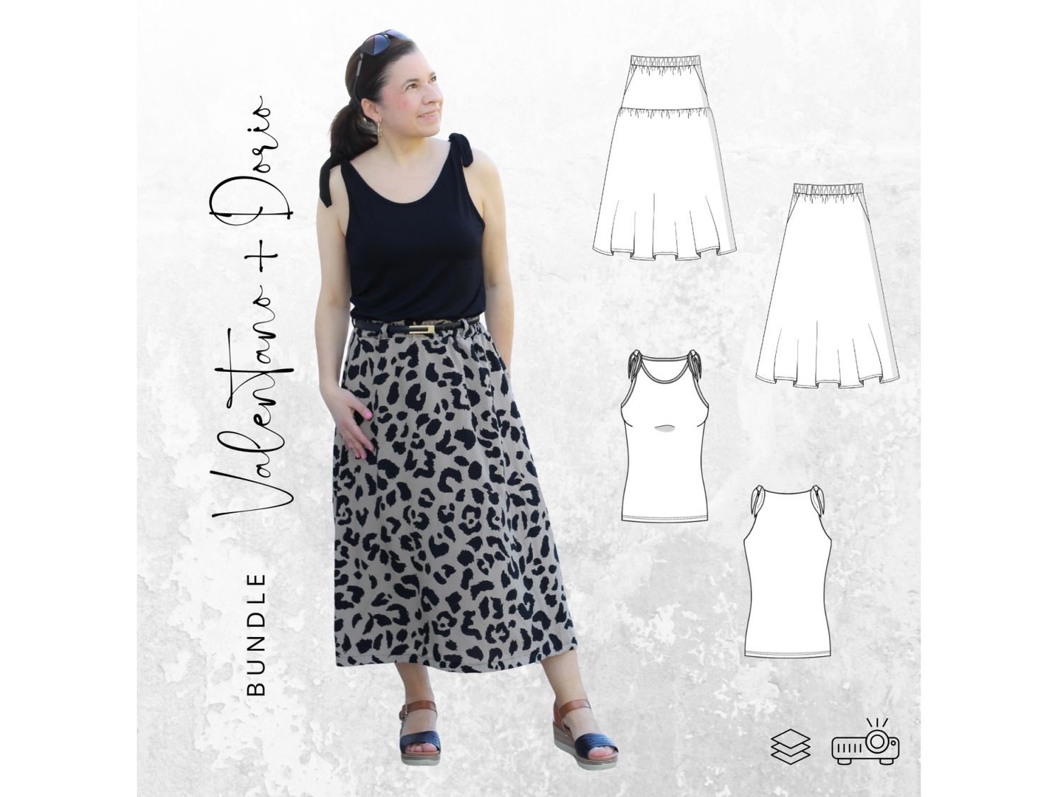 BUNDLE - Schnittmuster Ebook Rock  VALENTANO Gr. 34-54 + Knotentop DORIO Gr. 34-54