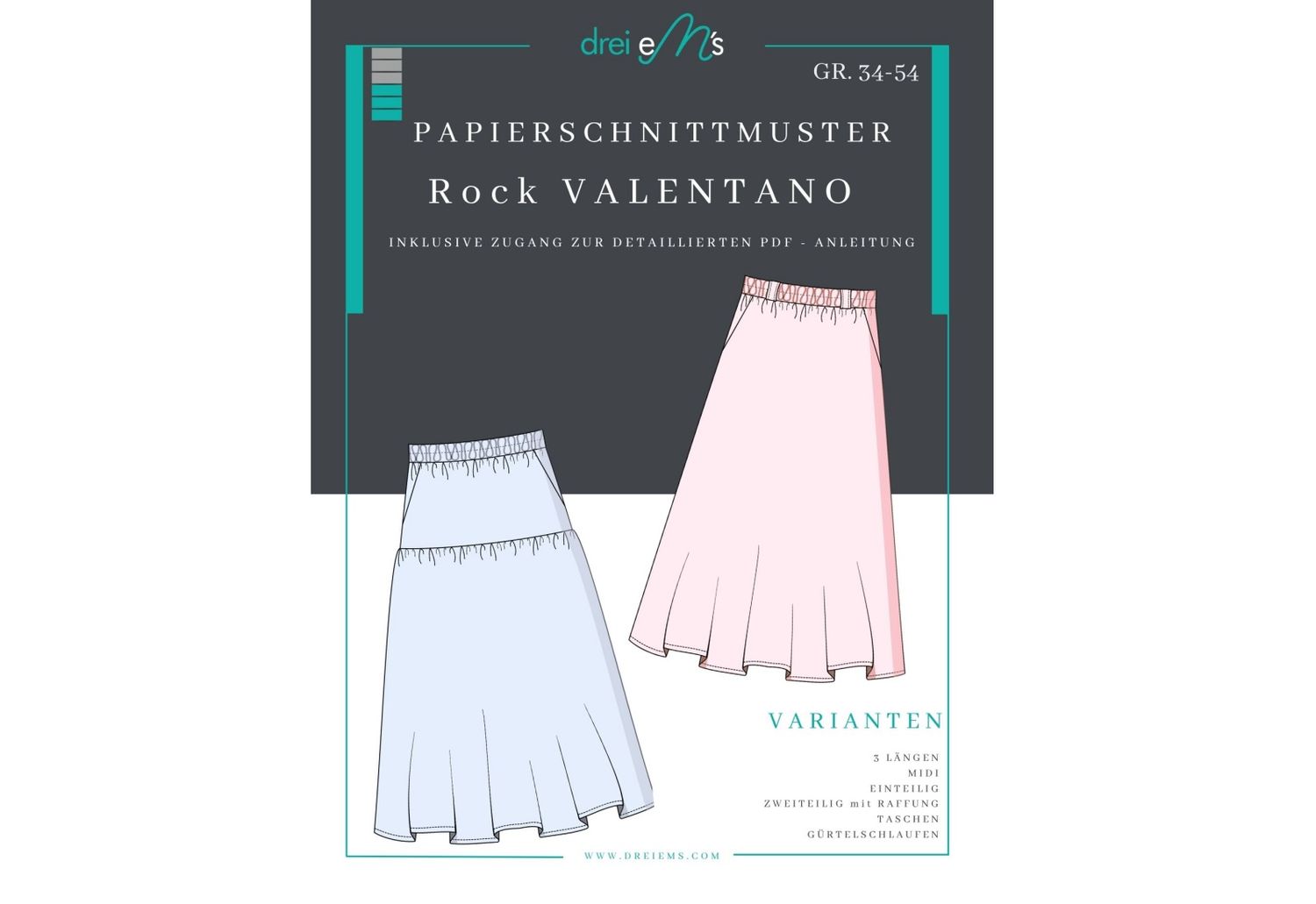Papierschnittmuster Rock VALENTANO Gr. 34-54