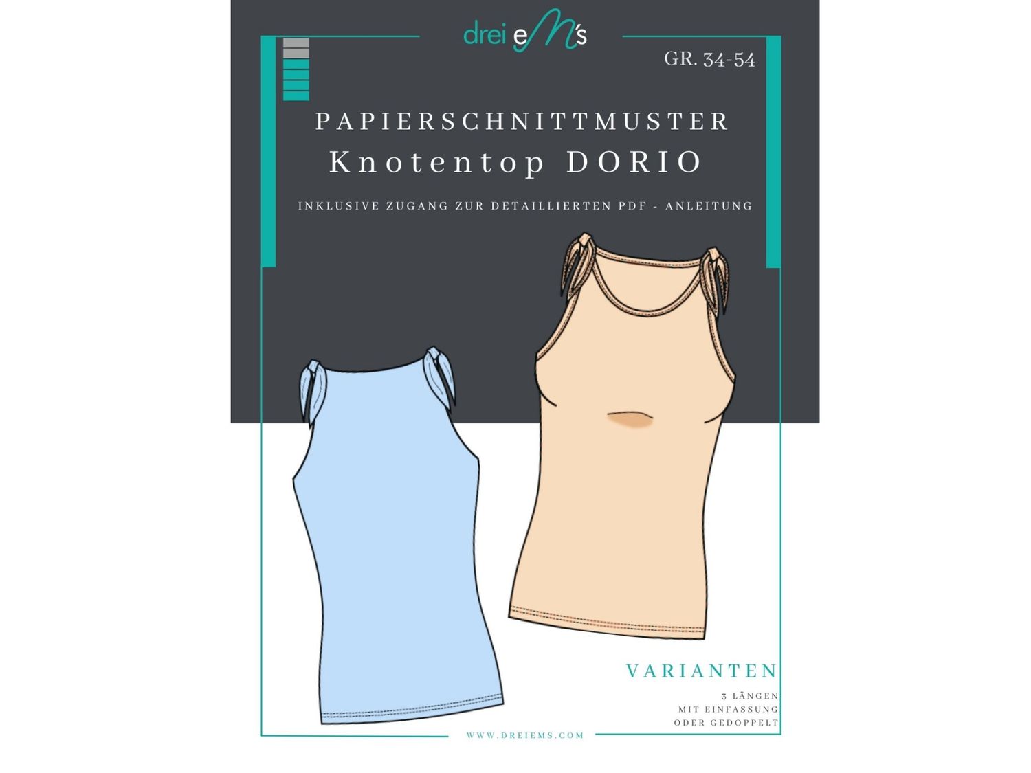 Papierschnittmuster Knotentop DORIO Gr. 34-54