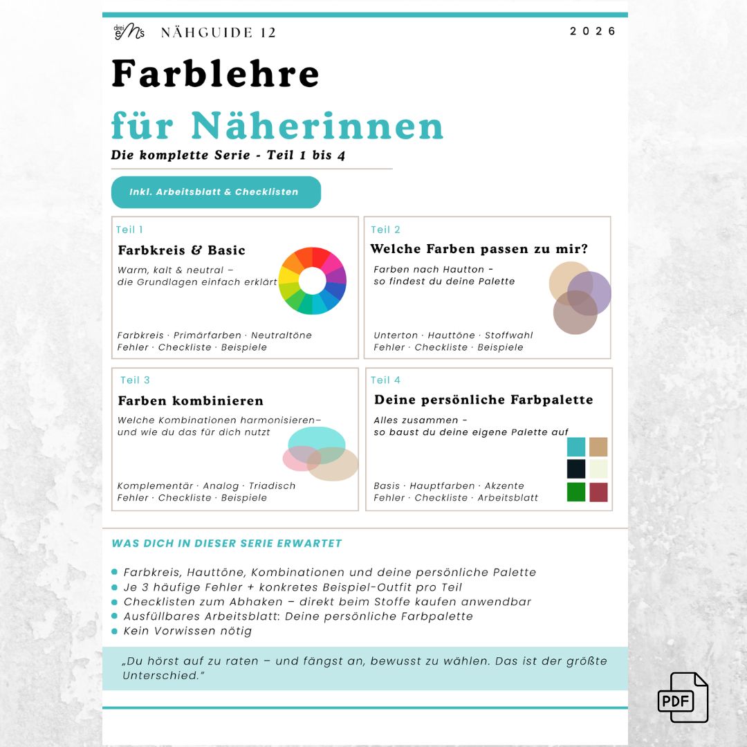 NÄHGUIDE 12 – BUNDLE Teil 1–4: Farblehre für Näherinnen | Komplettpaket | PDF-Download