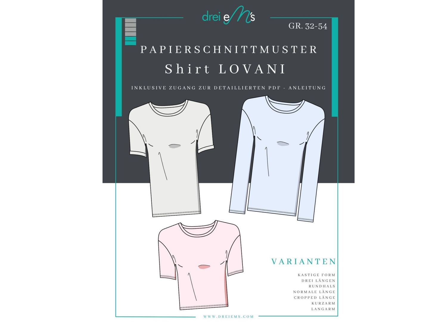 Papierschnittmuster Shirt LOVANI Gr. 32-56