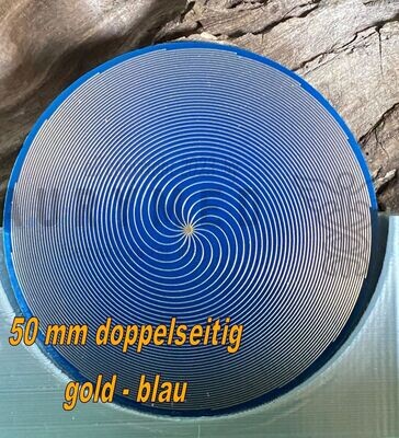 50 mm Disc -  2 Stück im Set - Bifilar Spule (fermatsche Antenne) 16-fach, doppelseitig, Gold Legierung, Kupfer unterlegt, meeresblau oder nachtschwarz - ohne Halter