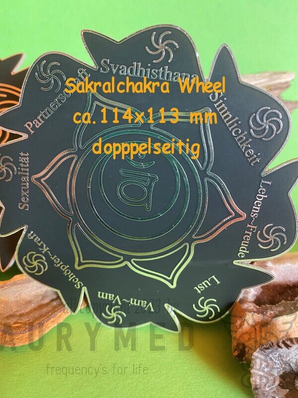 Chakren Wheel Sakral, schwarz, ca. 114x114 mm, doppelseitig, Zinn legiert, Kupfer unterlegt Chakren Wheel Sakral, schwarz, ca. 114x114 mm, doppelseitig, Zinn legiert, Kupfer unterlegt