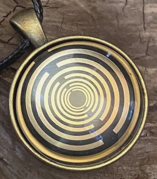 Amulette - bronzefarbend, Lakhovsky MWO Antennen Design, Disc (hinter Glas) mit ca.25 mm Durchmesser, Disc Gold legiert, Kupfer unterlegt