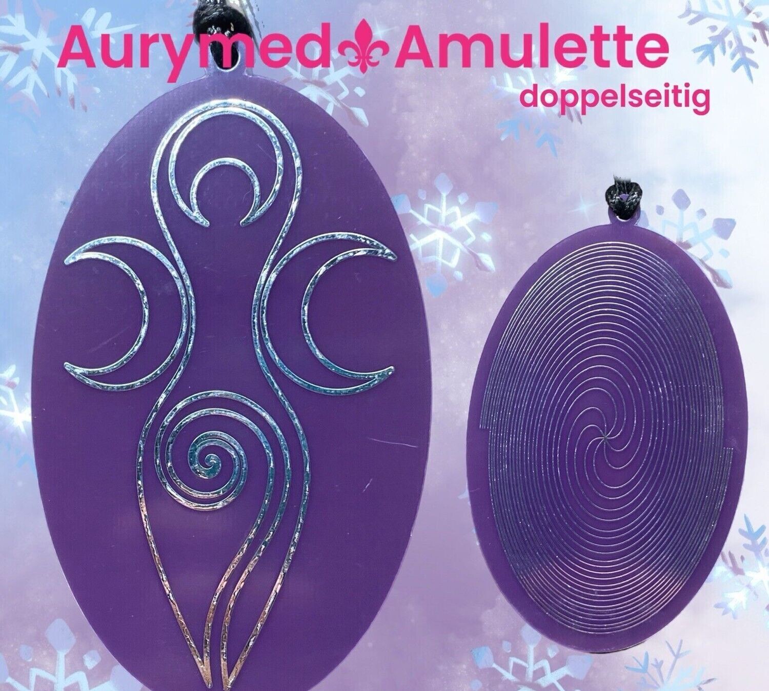 Amulette - Disc - Dreifaltigkeits-/Fruchtbarkeits Göttin trifft die Bifilar Antenne (8fach) fermatsche Spule, doppelseitig, Zinn legiert, Kupfer unterlegt, flieder lila